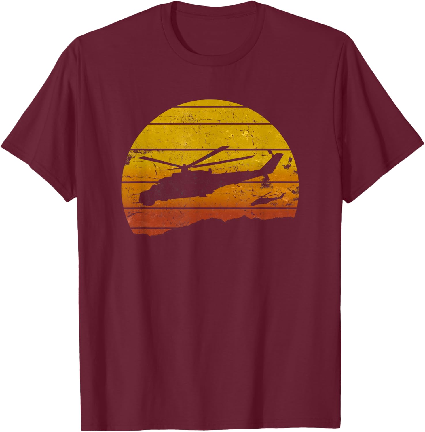 Mi-24 Russian Armed Forces Helicopter Vintage T-Shirt - T-Shirt | Maroon