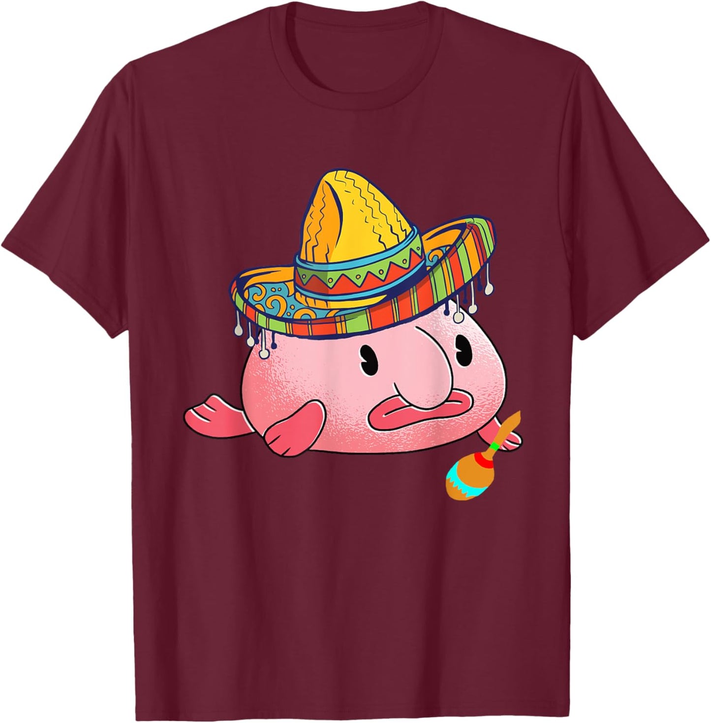 Blobfish Ugly Fish Deep Sea Funny Sombrero Costume T-Shirt - T-Shirt | Maroon