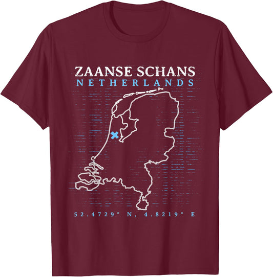 Netherlands Zaanse Schans T-Shirt - T-Shirt | Maroon