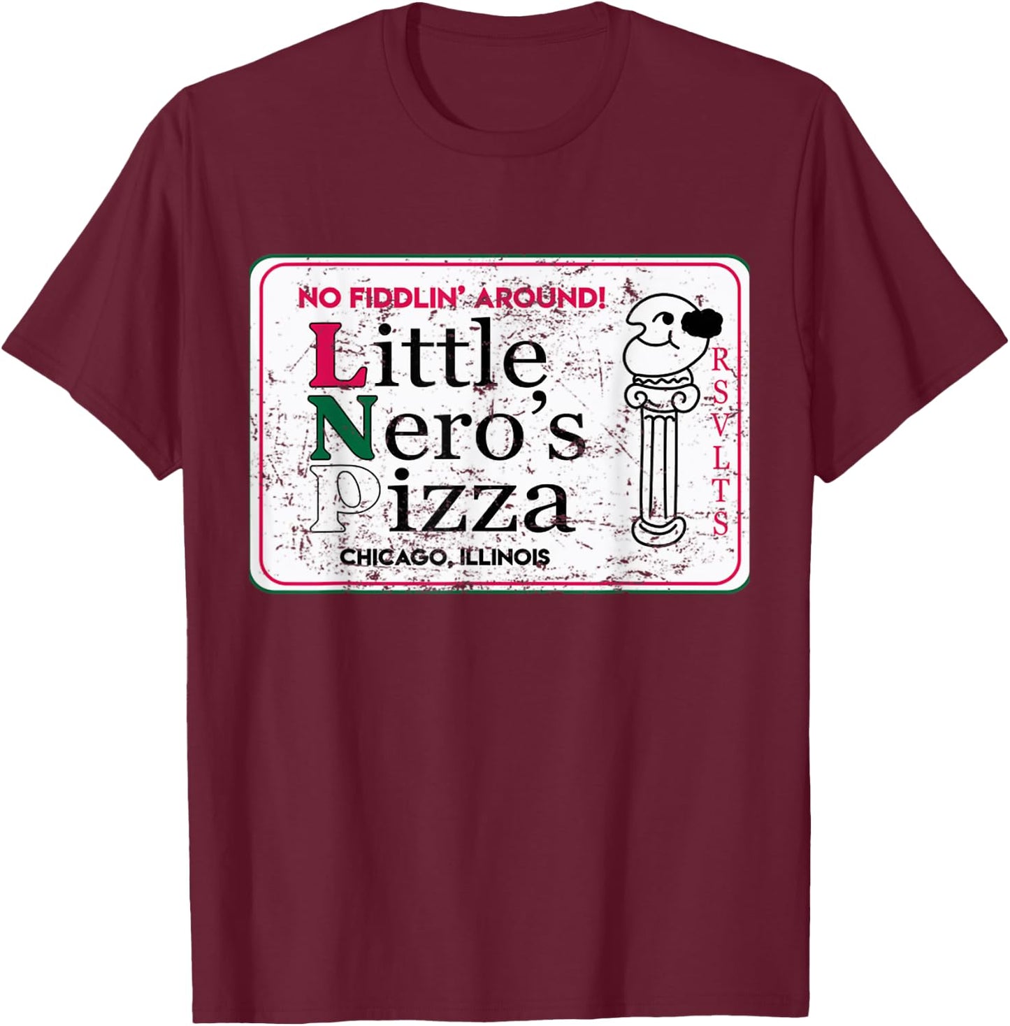 Christmas Little 90s Neros Pizza T-Shirt - T-Shirt | Maroon