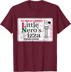 Christmas Little 90s Neros Pizza T-Shirt - T-Shirt | Maroon