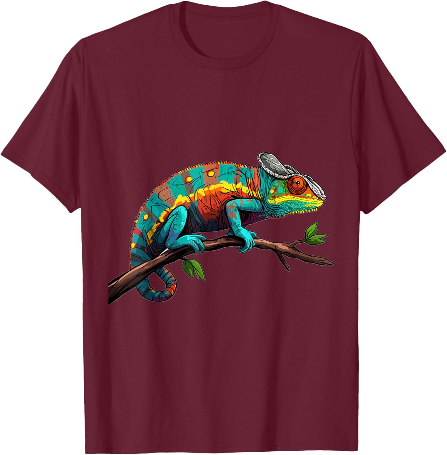Chameleon Reptile Graphic T-Shirt - T-Shirt | Maroon