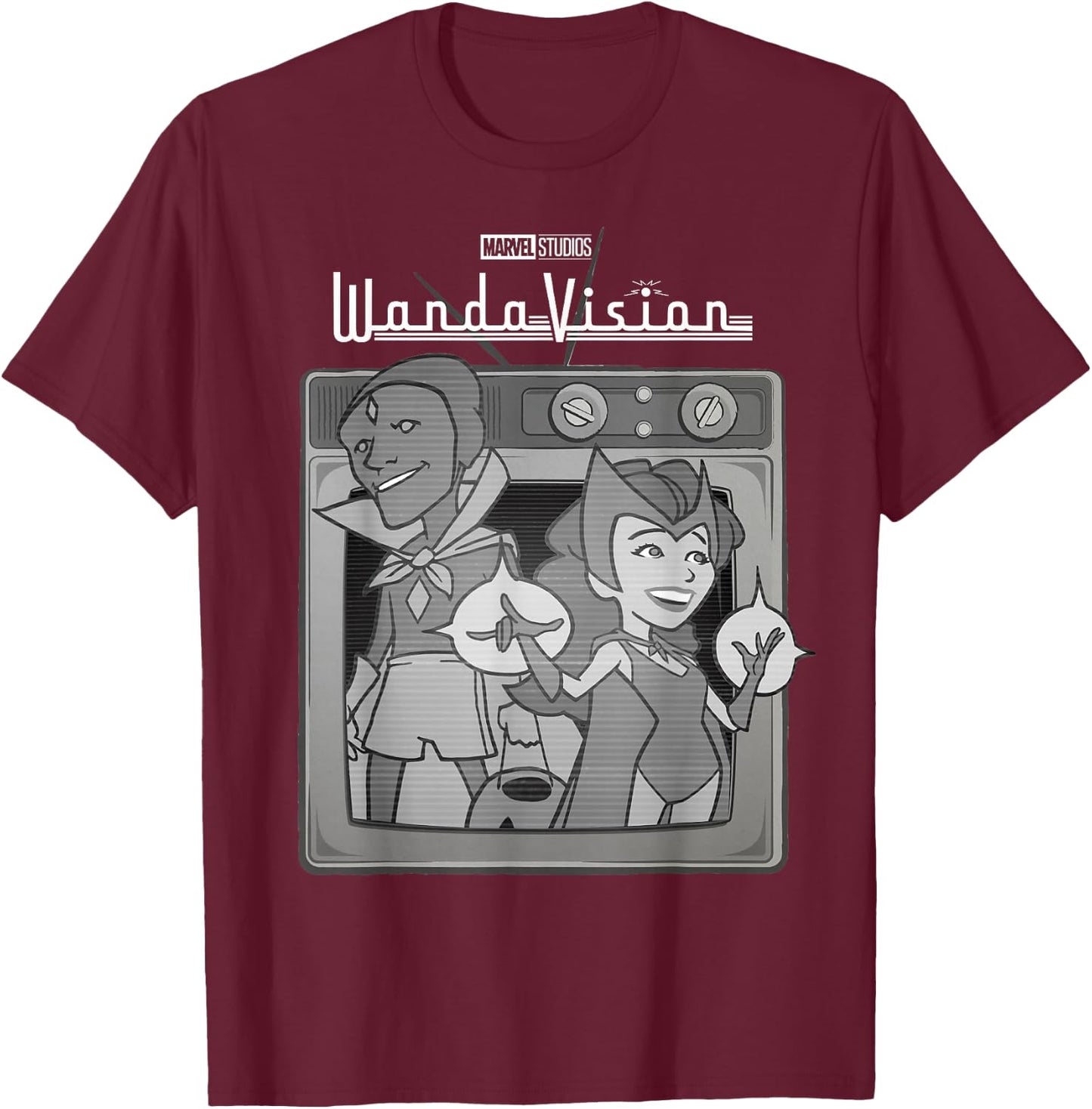 Marvel WandaVision Retro Cartoon TV Logo Small T-Shirt - T-Shirt | Maroon