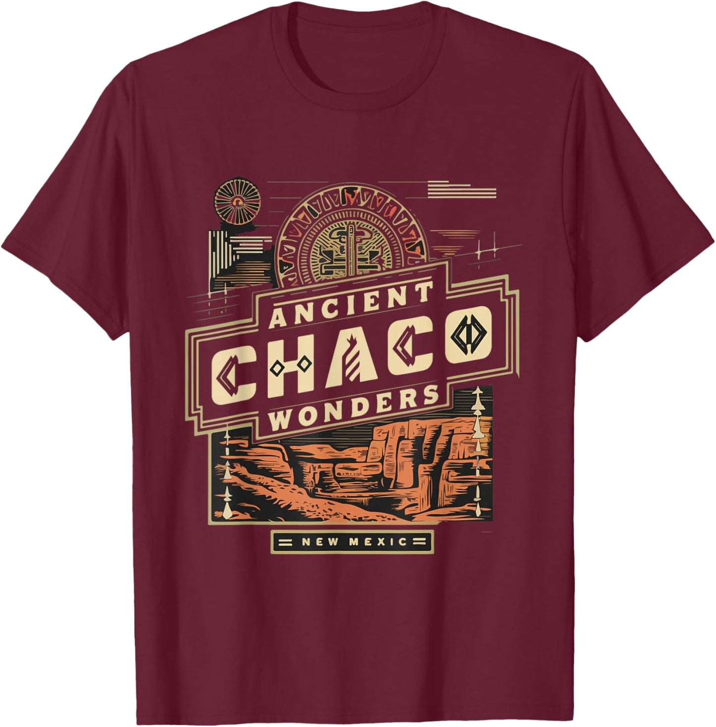 Ancient Pueblo Indian Chaco Canyon National Park T-Shirt - T-Shirt | Maroon