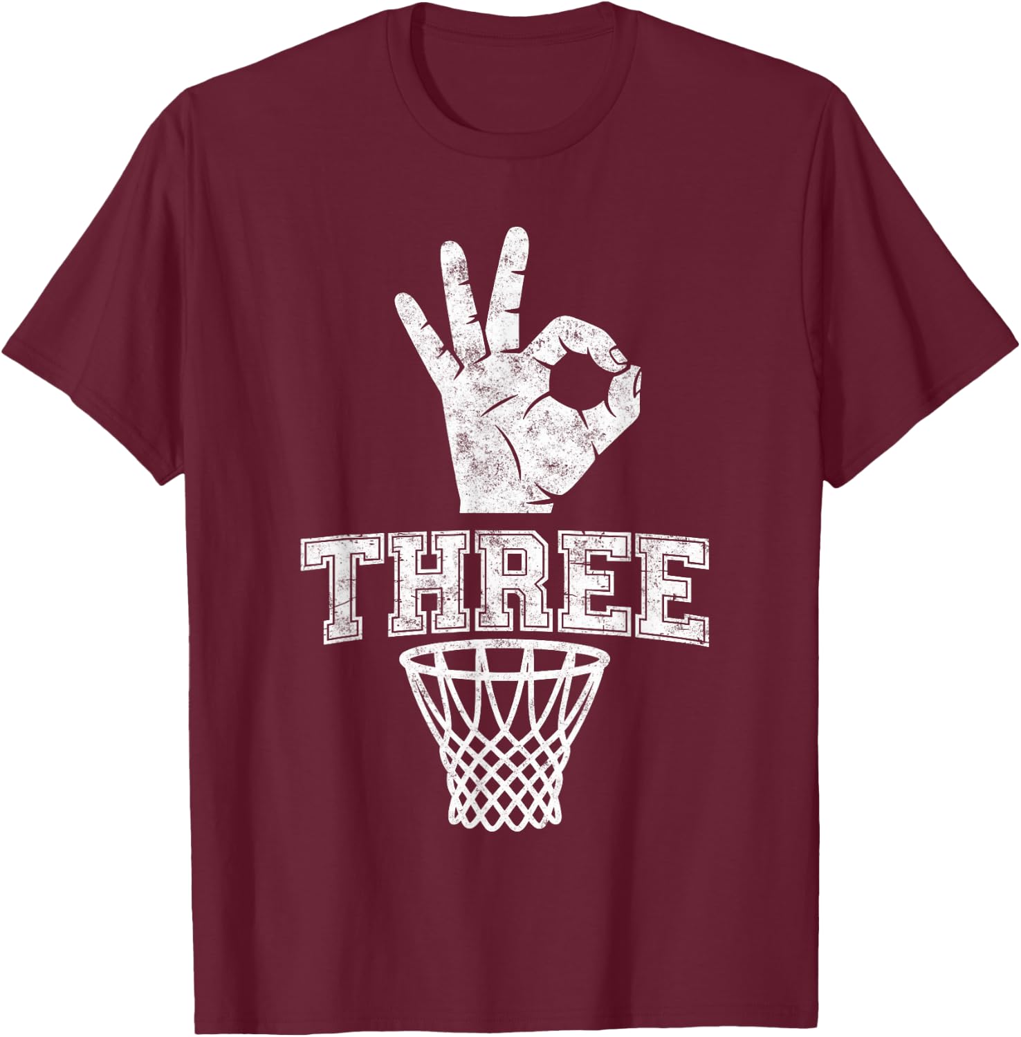 Three Points Throw Basketball Player Fan Dad Funny Joke T-Shirt - T-Shirt | Maroon