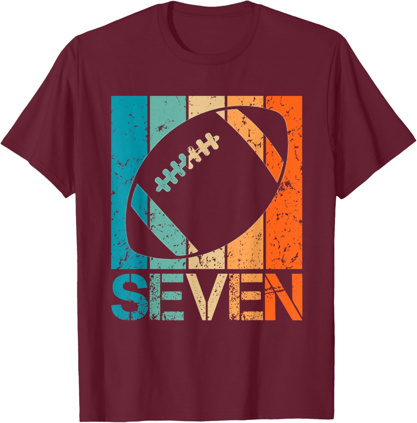 7th Football Birthday 7 Year Old 7yr Boys Birthday Football T-Shirt - T-Shirt | Maroon