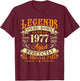 48th Birthday Vintage Legends Born In 1977 48 Years Old T-Shirt - T-Shirt | Maroon