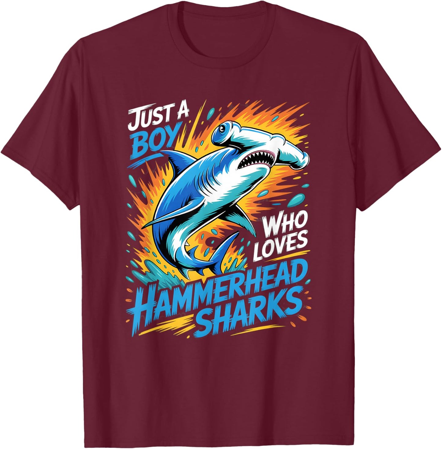 Boys Hammerhead Shark T-Shirt - T-Shirt | Maroon