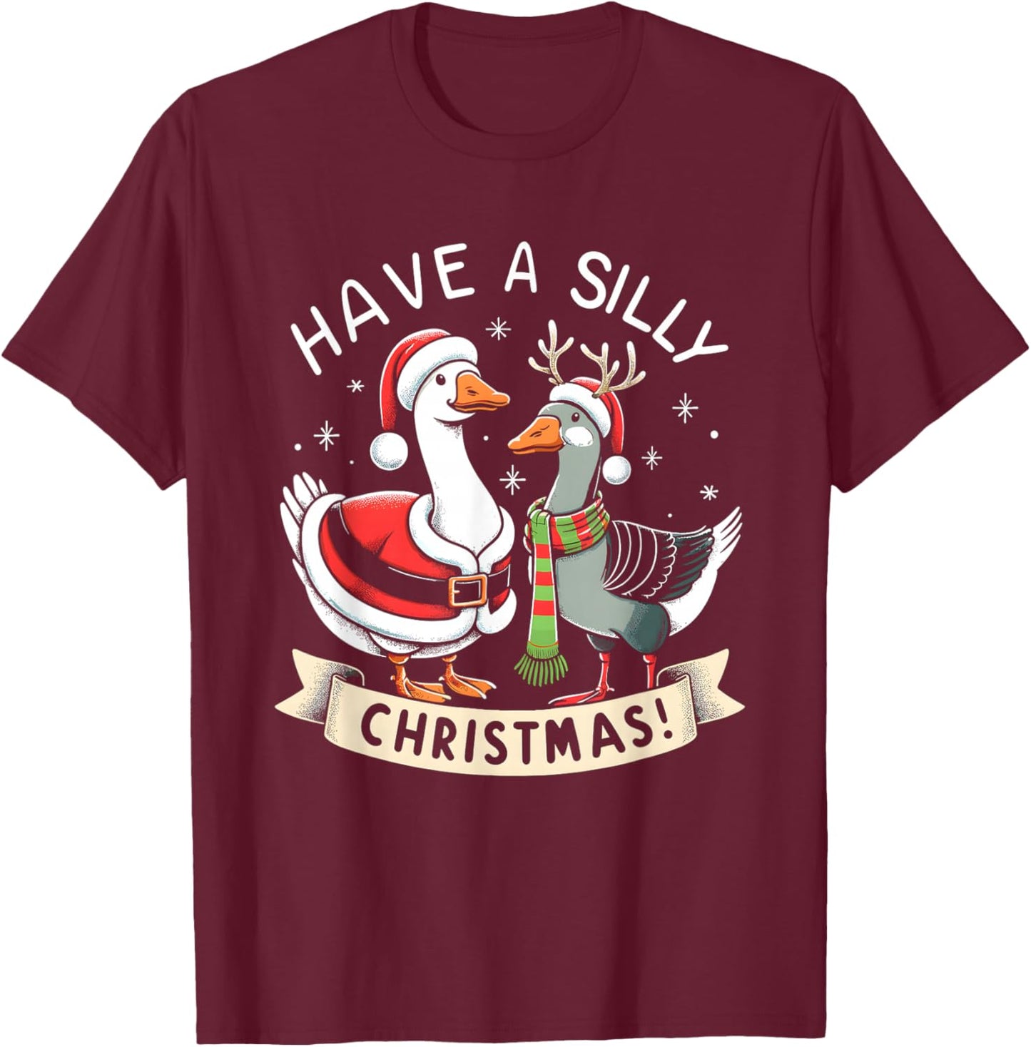 Silly Goose Christmas Sweater Silly Goose Shirt Silly Goose T-Shirt - T-Shirt | Maroon