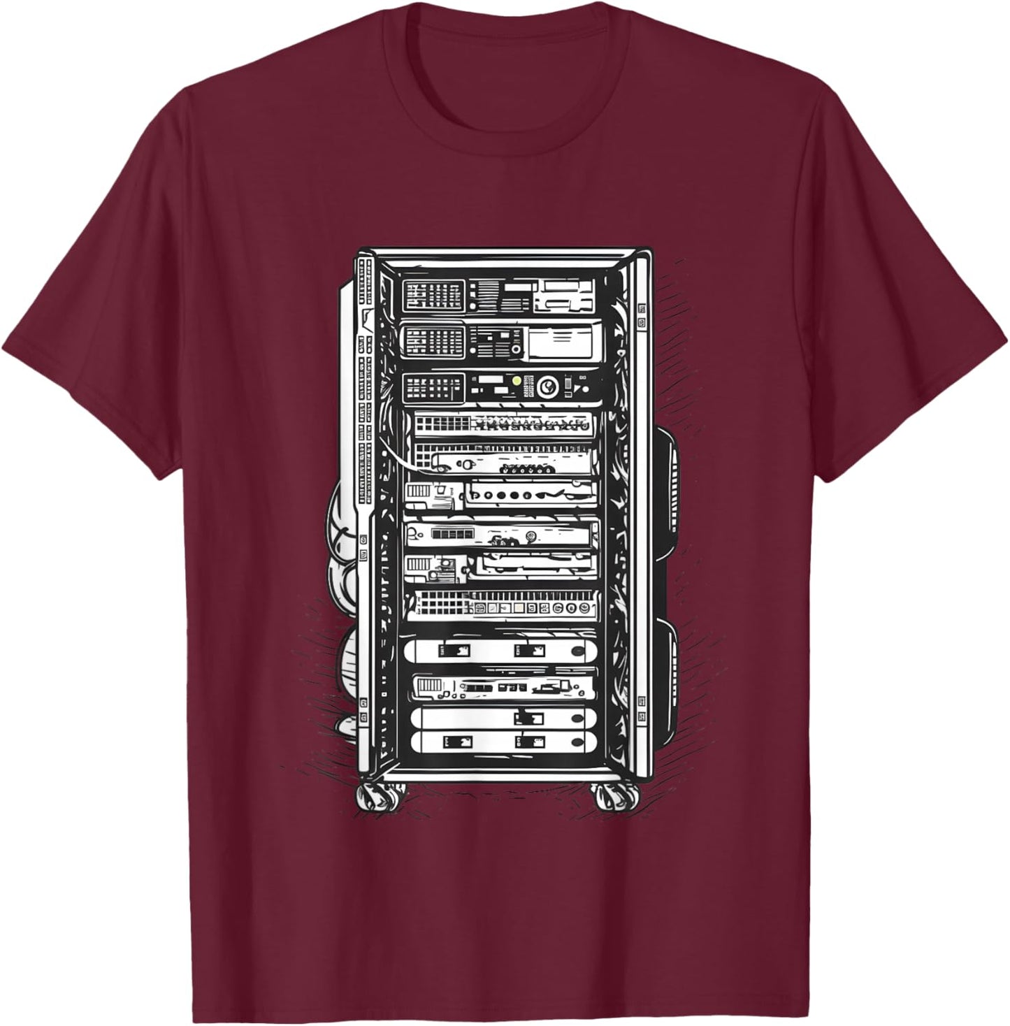 Computer Server Network Rack Sysadmin Engineer Homelab T-Shirt - T-Shirt | Maroon