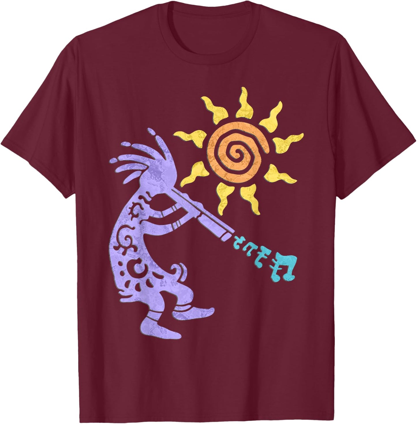 Native American Kokopelli Musican With Flute 1 - Fan Fun T-Shirt - T-Shirt | Maroon