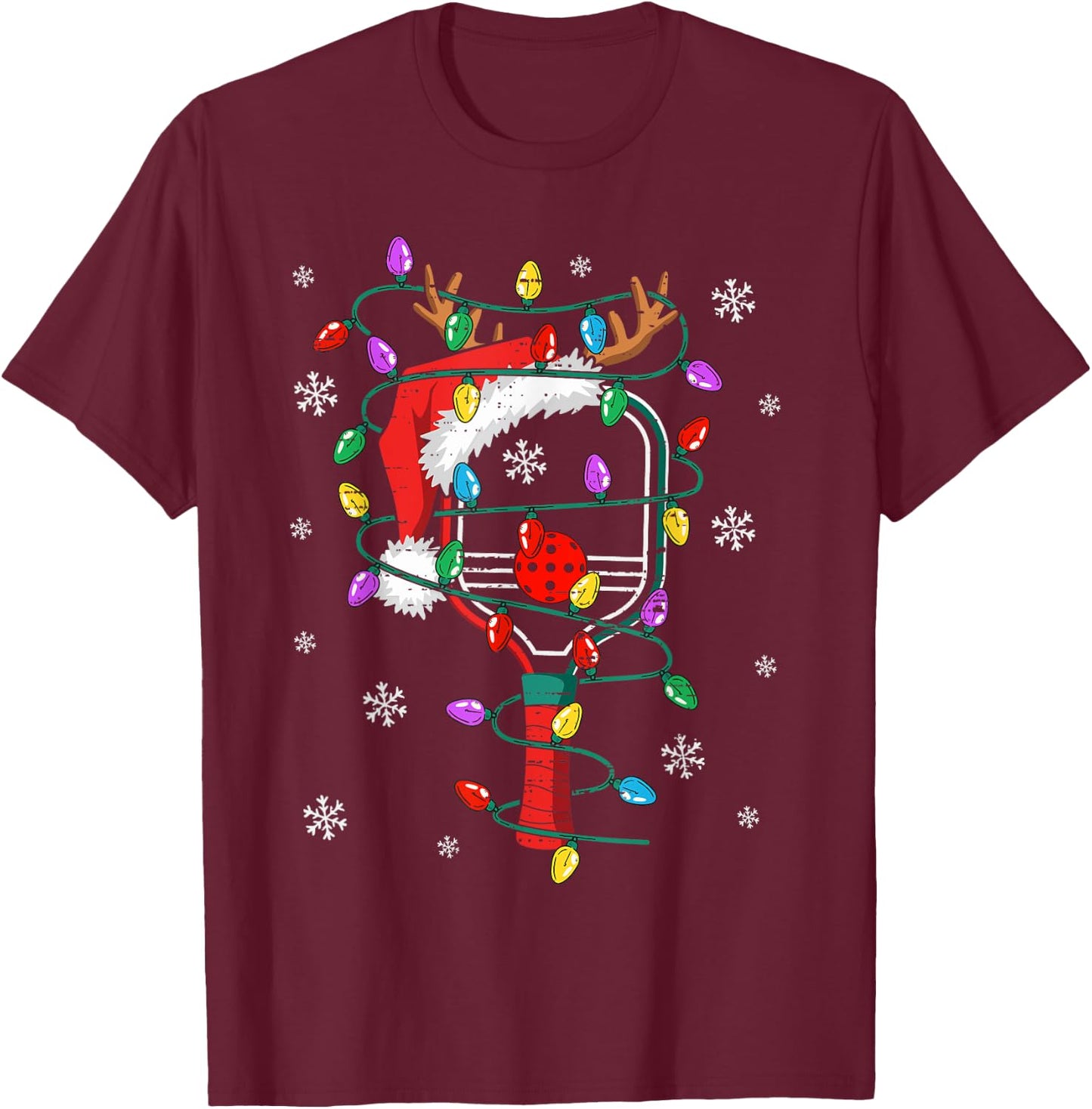 Christmas Pickleball Xmas Santa Sports Hat Kids T-Shirt - T-Shirt | Maroon