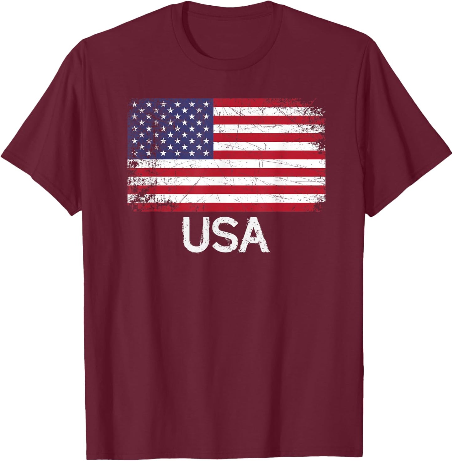 American Flag | Vintage Made in USA United States Gift T-Shirt - T-Shirt | Maroon