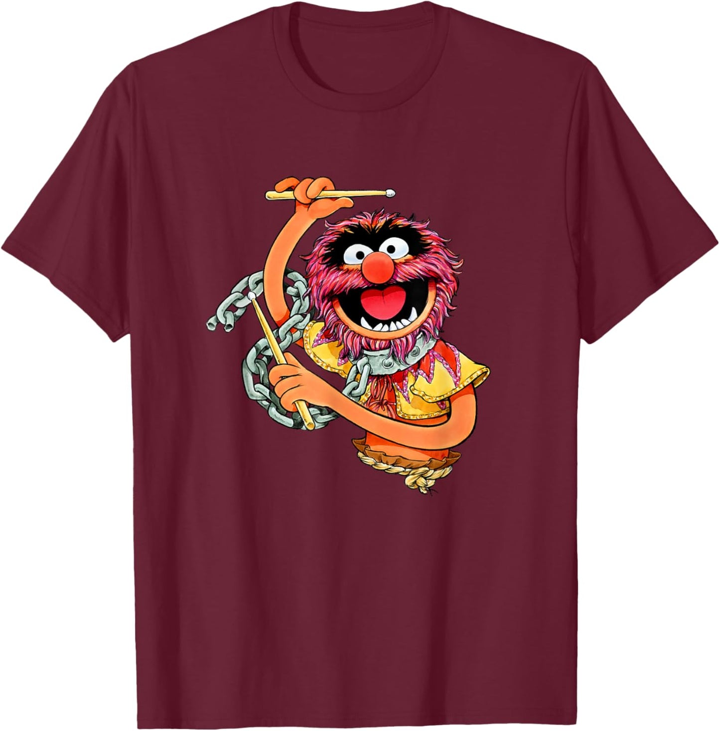 Disney The Muppets Vintage Retro Animal Drummer Poster T-Shirt - T-Shirt | Maroon