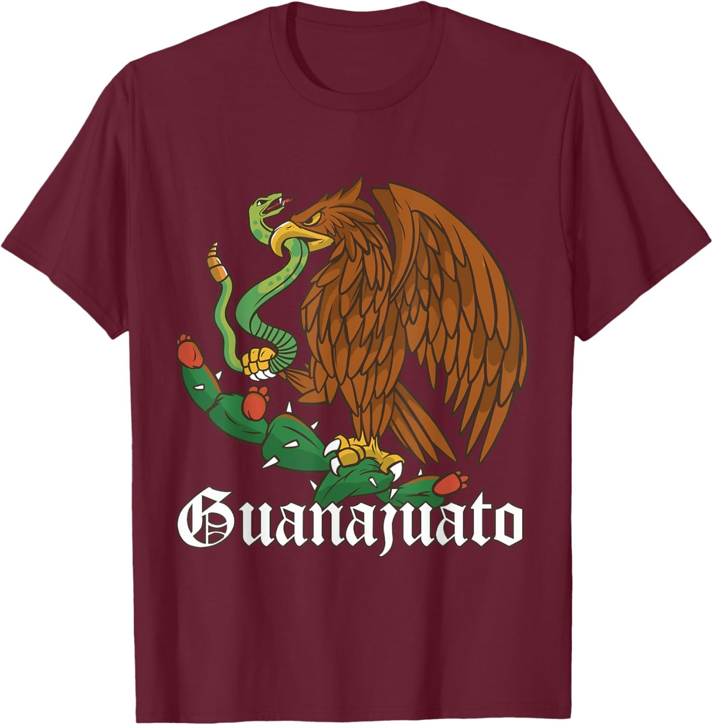 Guanajuato Mexico with Mexican Eagle, Guanajuato T-Shirt - T-Shirt | Maroon