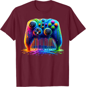 Colorful Passion for Gaming Gamer Graphic Design T-Shirt - T-Shirt | Maroon