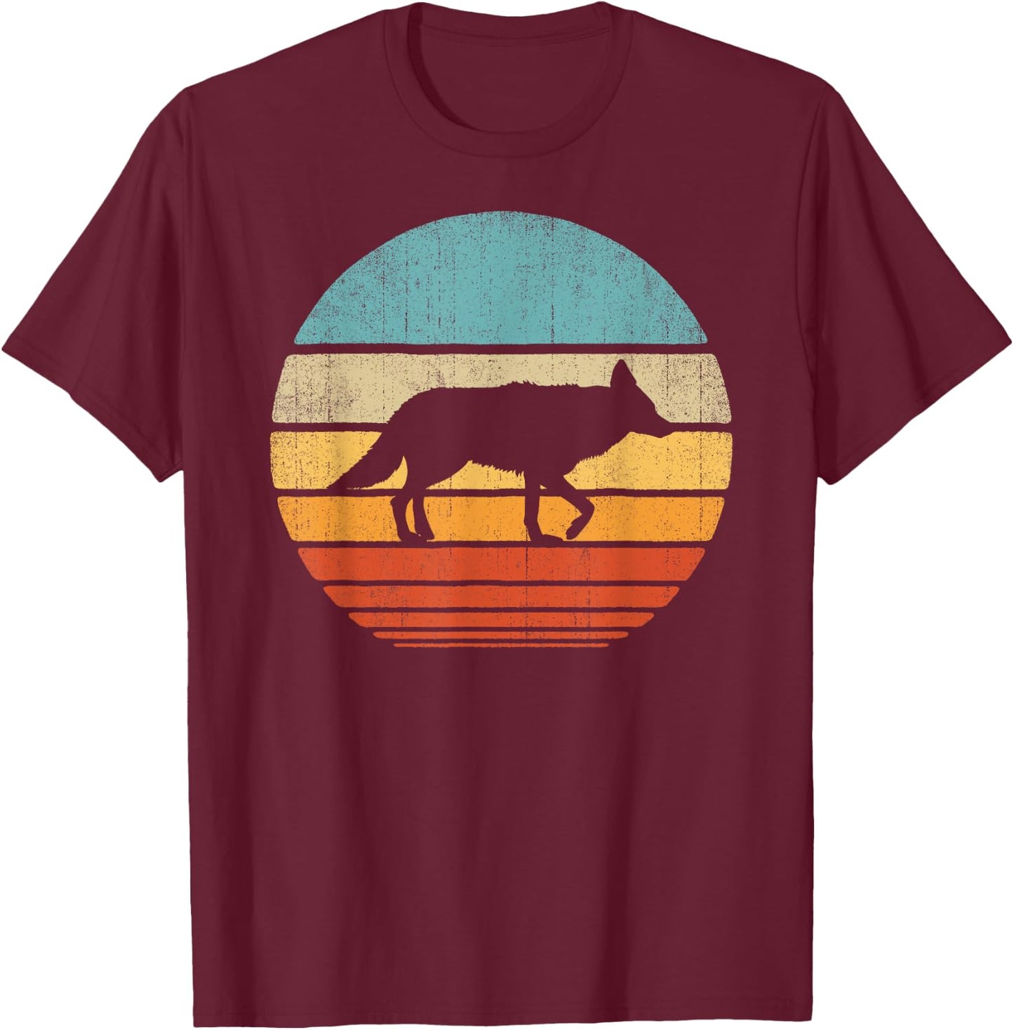 Coyote Retro Vintage 60s 70s Sunset Mammal Animal Men Women T-Shirt - T-Shirt | Maroon