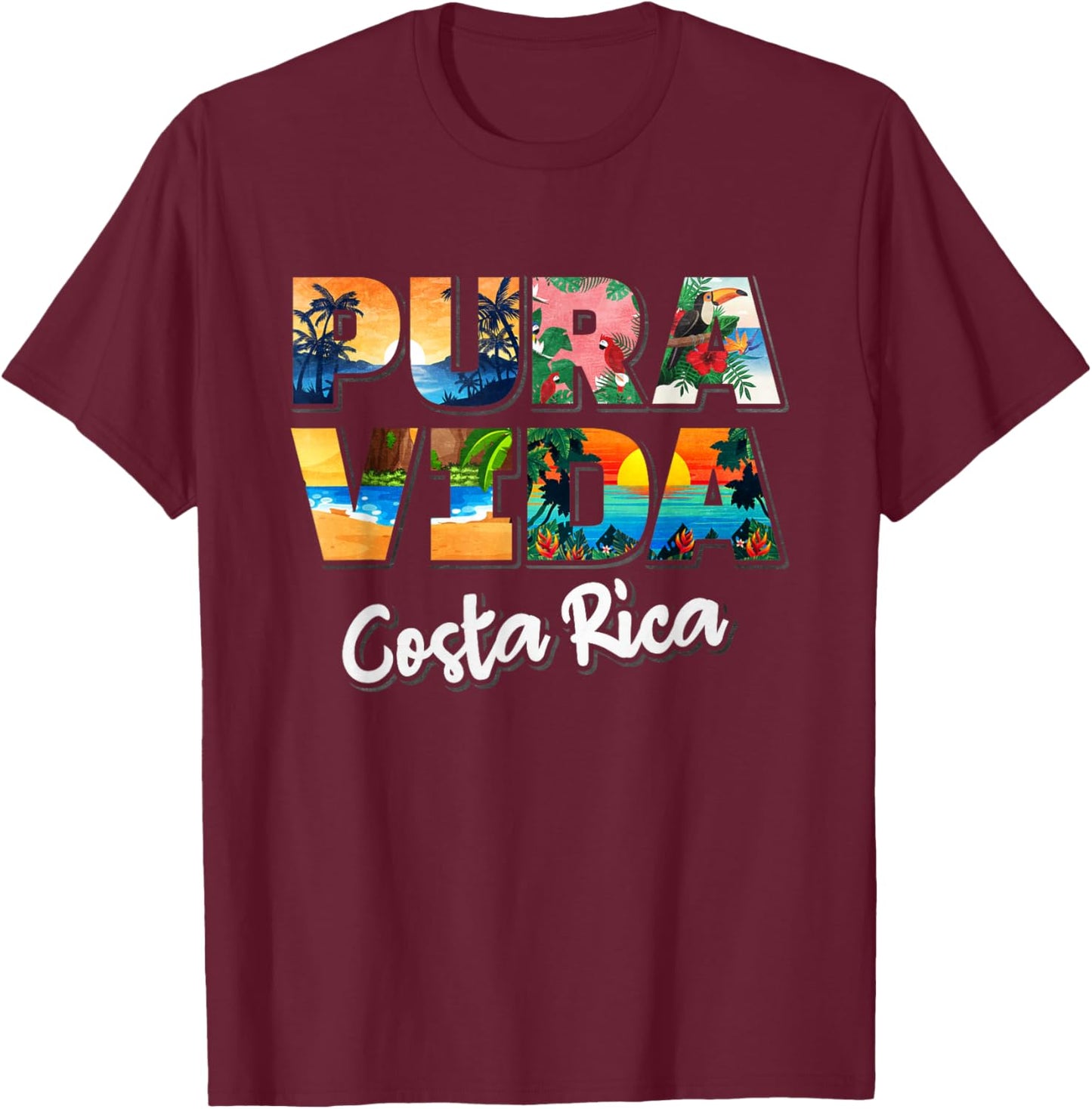 Pura Vida Costa Rica Souvenir - Cool Central America Travel T-Shirt - T-Shirt | Maroon