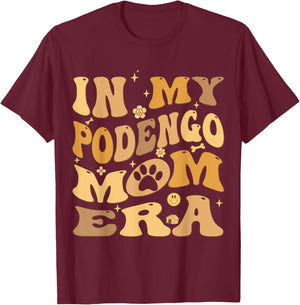 In My Podengo Mom Era Groovy Portuguese Podengo Dog Owner T-Shirt - T-Shirt | Maroon
