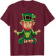 Meditating Yoga Leprechaun for Irish and St Paddy's T-Shirt - T-Shirt | Maroon