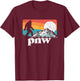 PNW Pacific Northwest Bigfoot Mountains Retro 80s Graphic T-Shirt - T-Shirt | Maroon