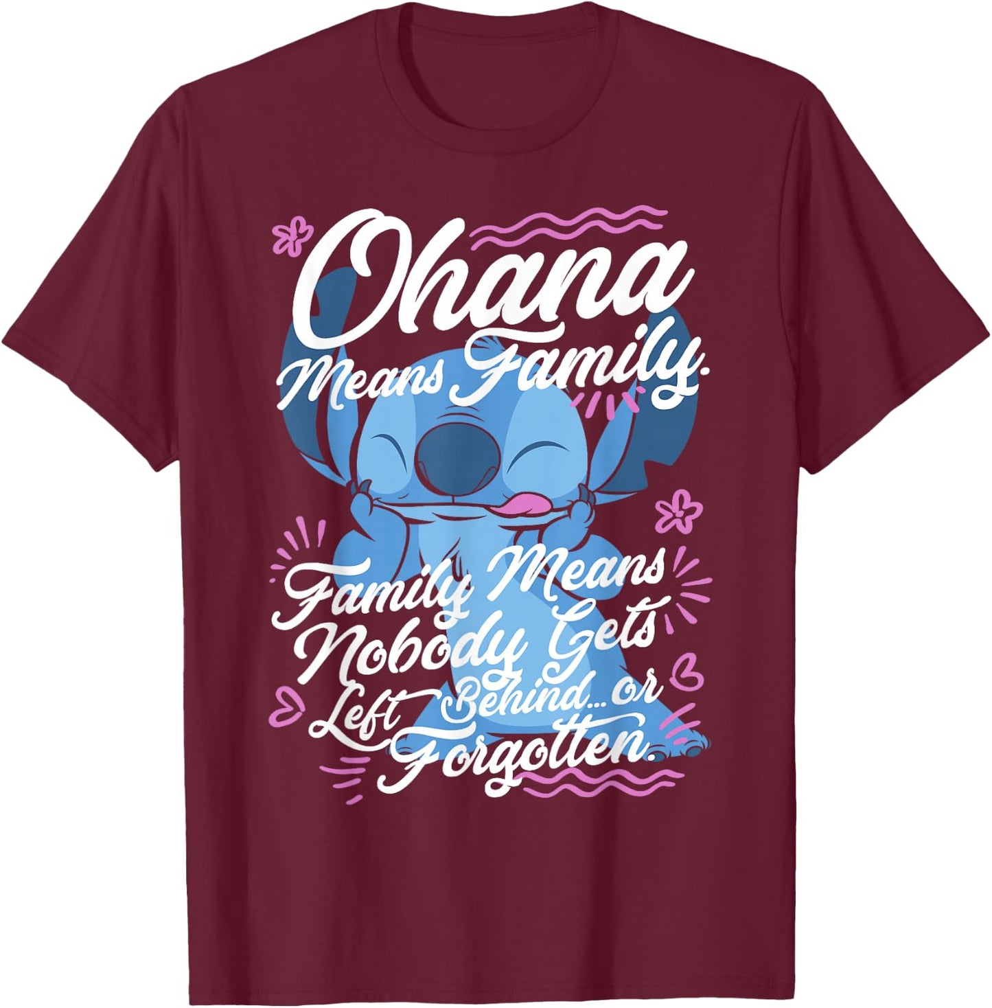 Disney Lilo & Stitch Stitch Day Ohana Means Family T-Shirt - T-Shirt | Maroon
