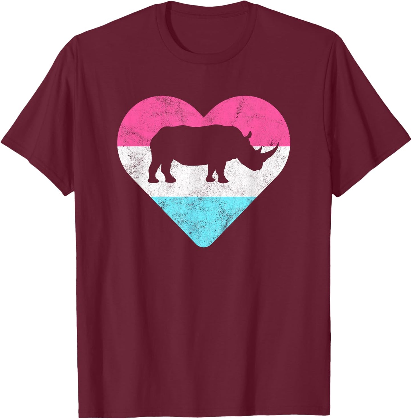 Retro Vintage Rhino Rhinoceros Gift or Girls T-Shirt - T-Shirt | Maroon