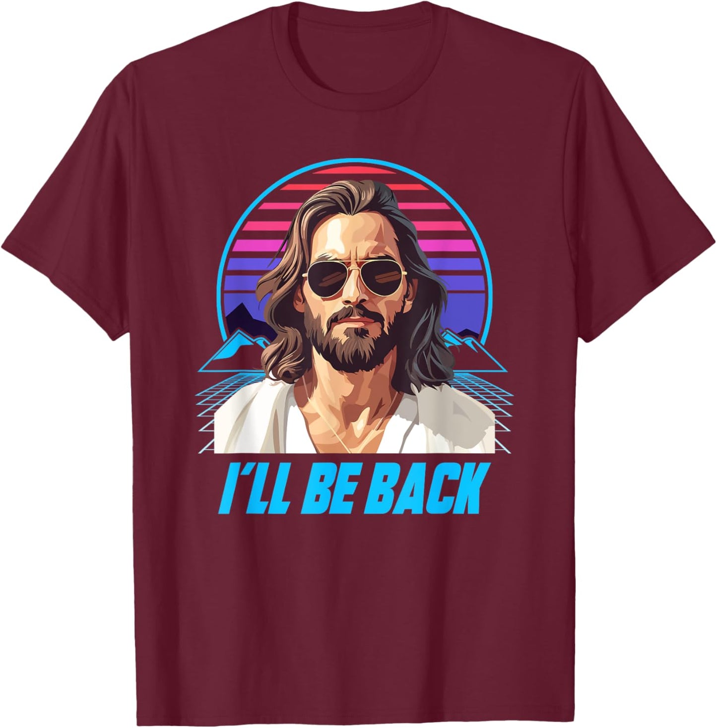 Jesus I´ll Be Back 80s T-Shirt - T-Shirt | Maroon