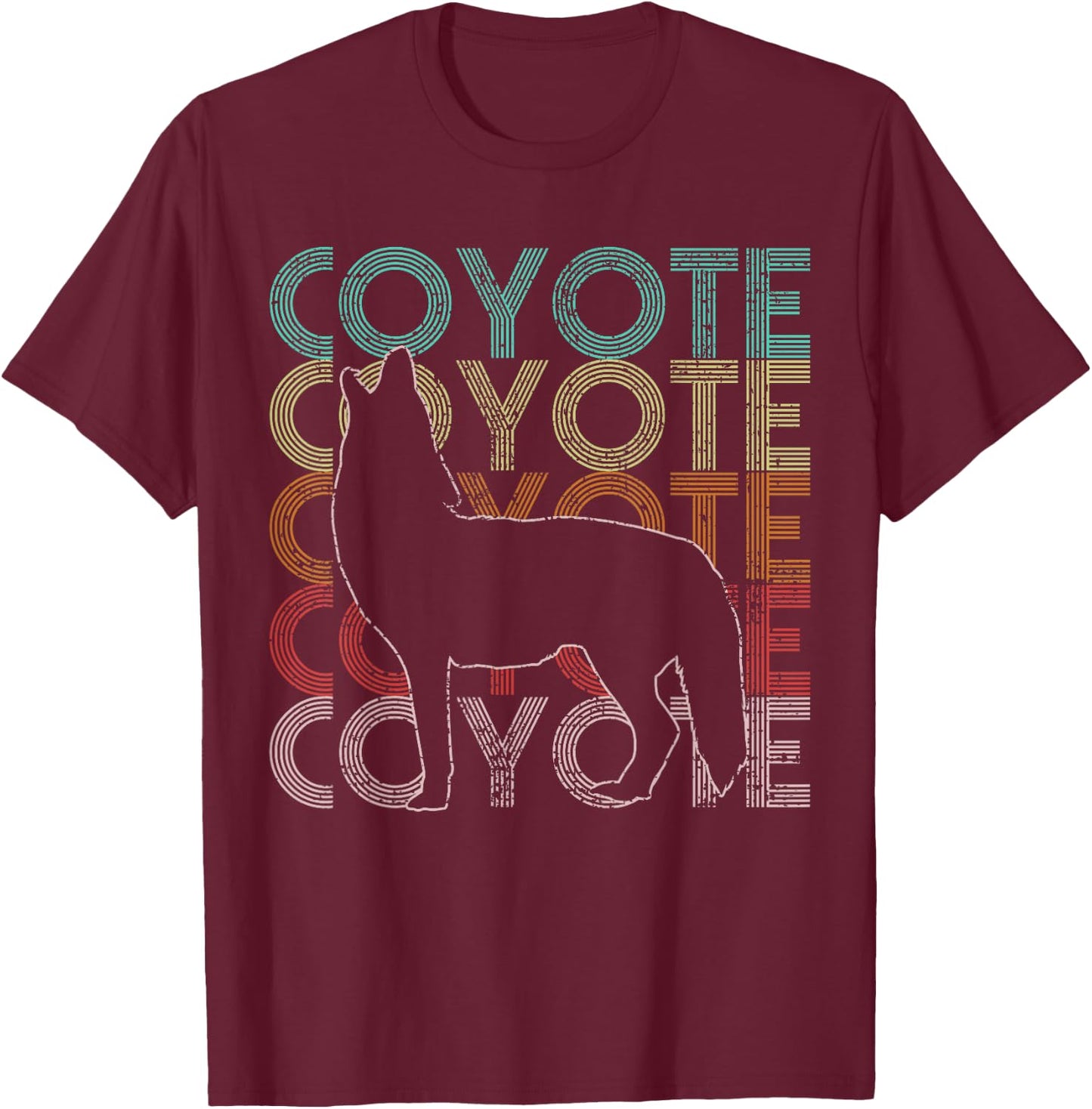 Coyote Retro Vintage T-Shirt - T-Shirt | Maroon