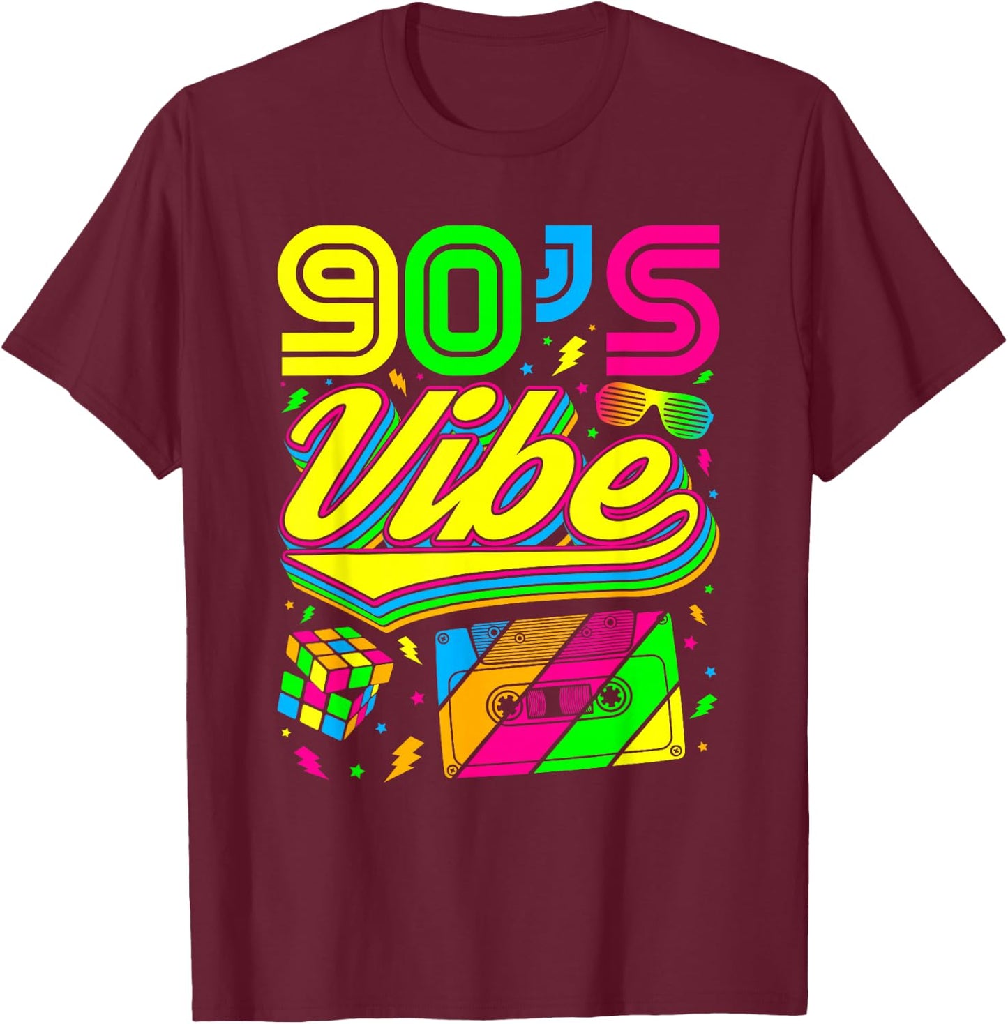 90s Vibe Nineties Retro Vintage Party Dress T-Shirt - T-Shirt | Maroon