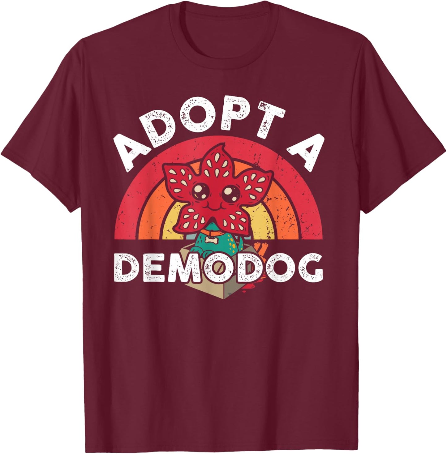 Adopt A Demodog Shirt Kids Women Men Cute Funny Dogs Lovers T-Shirt - T-Shirt | Maroon