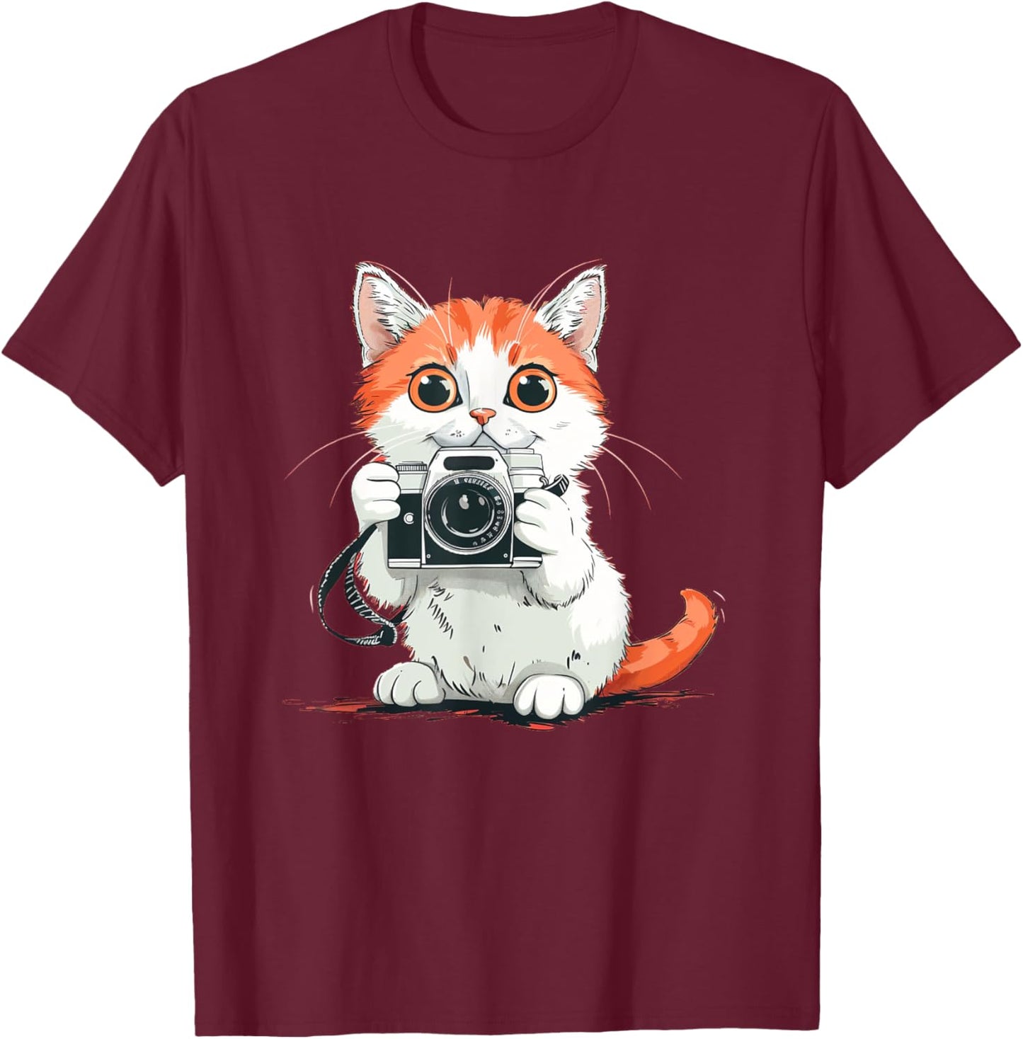 Cute Camera Cat Costume for funny Boys and Girls T-Shirt - T-Shirt | Maroon