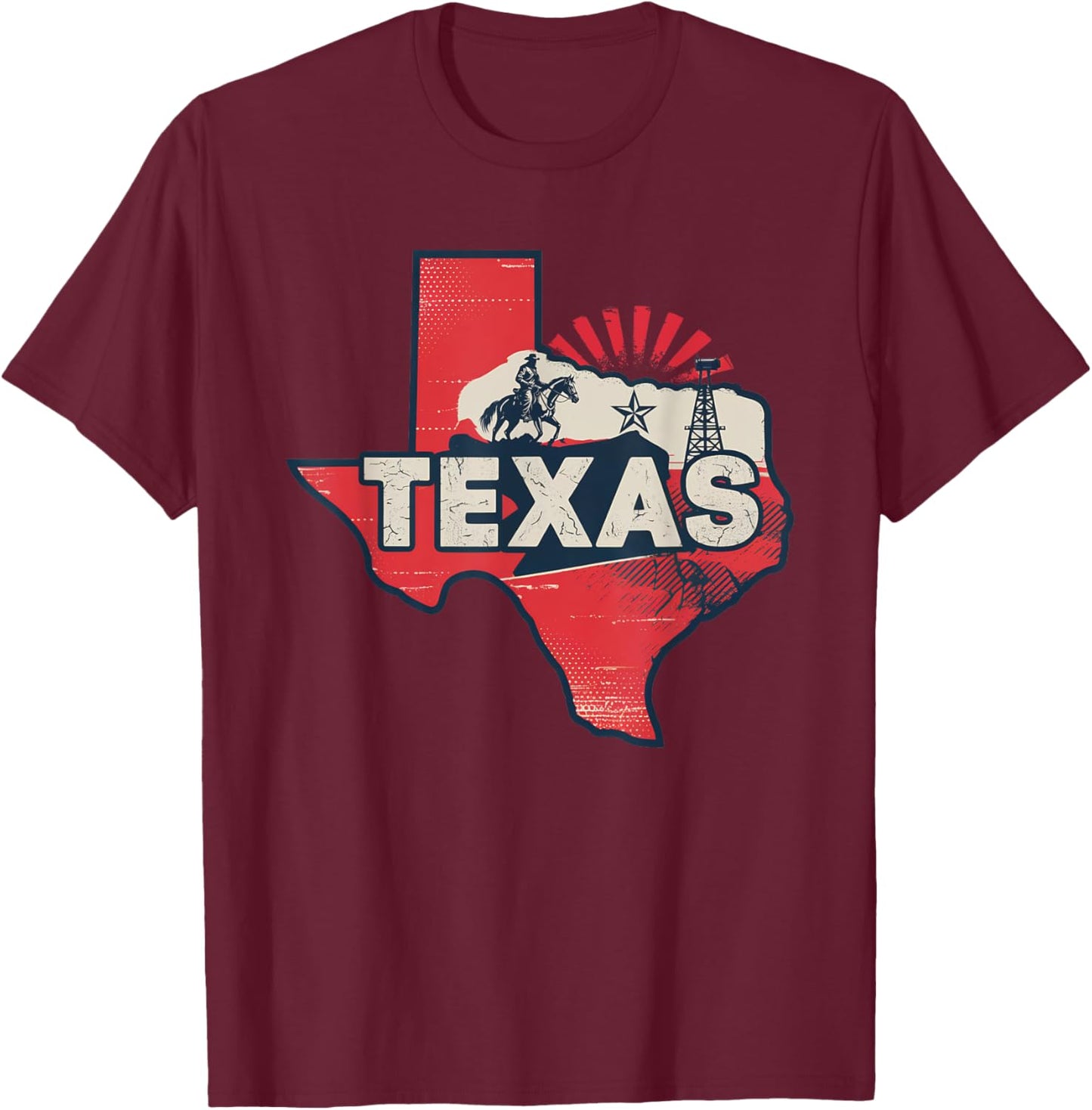 Texas State of Texas Retro Texas T-Shirt - T-Shirt | Maroon