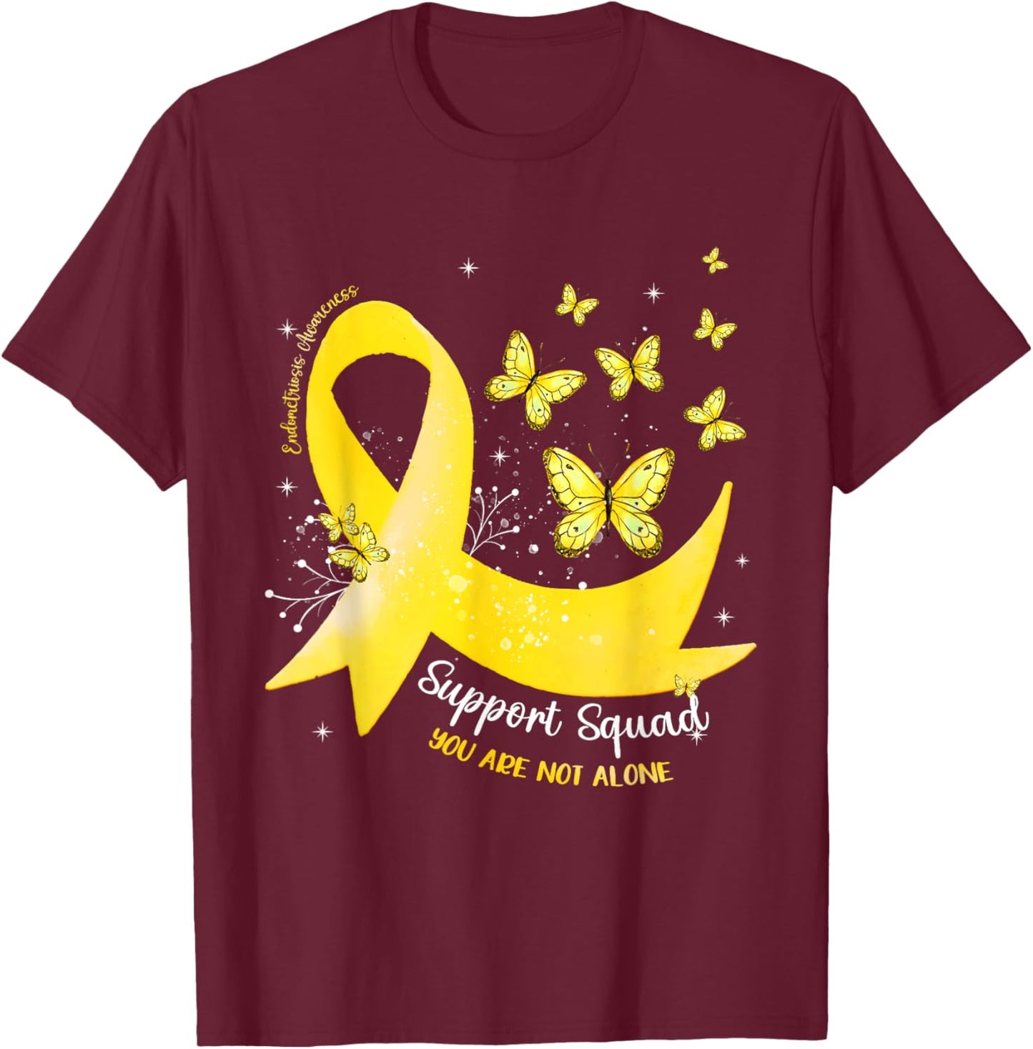 Support Squad Yellow Ribbon Endometriosis Awareness T-Shirt - T-Shirt | Maroon