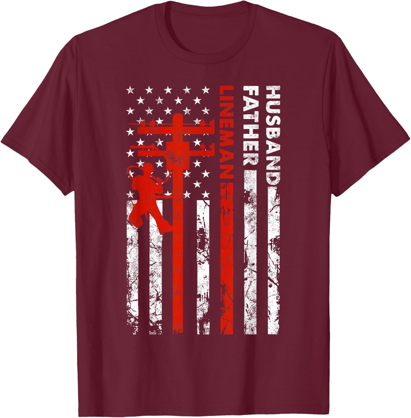 Electric Cable Lineman Husband Father Dad Fathers Day gift T-Shirt - T-Shirt | Maroon