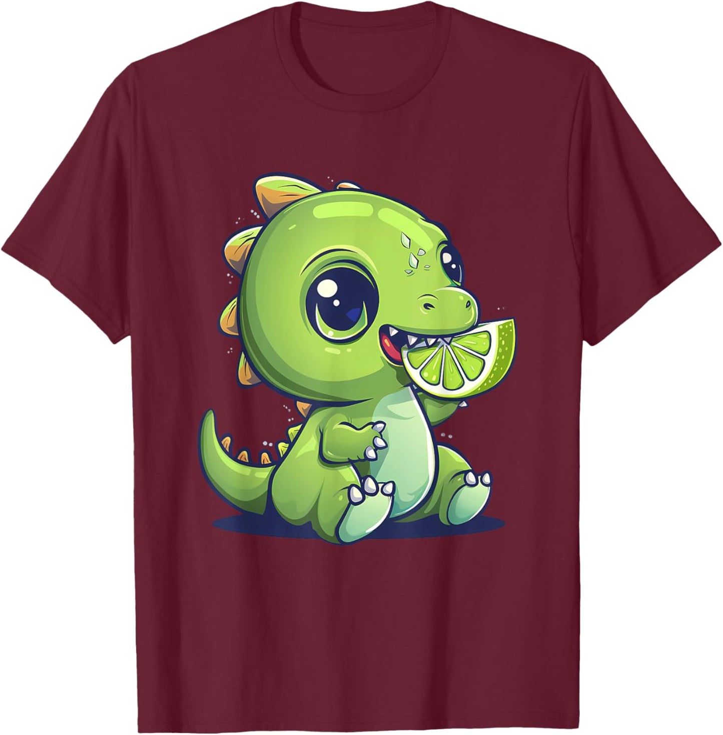 Aquarelle Lime Dino Artwork Lime Fruit Dinosaur Lover T-Shirt - T-Shirt | Maroon