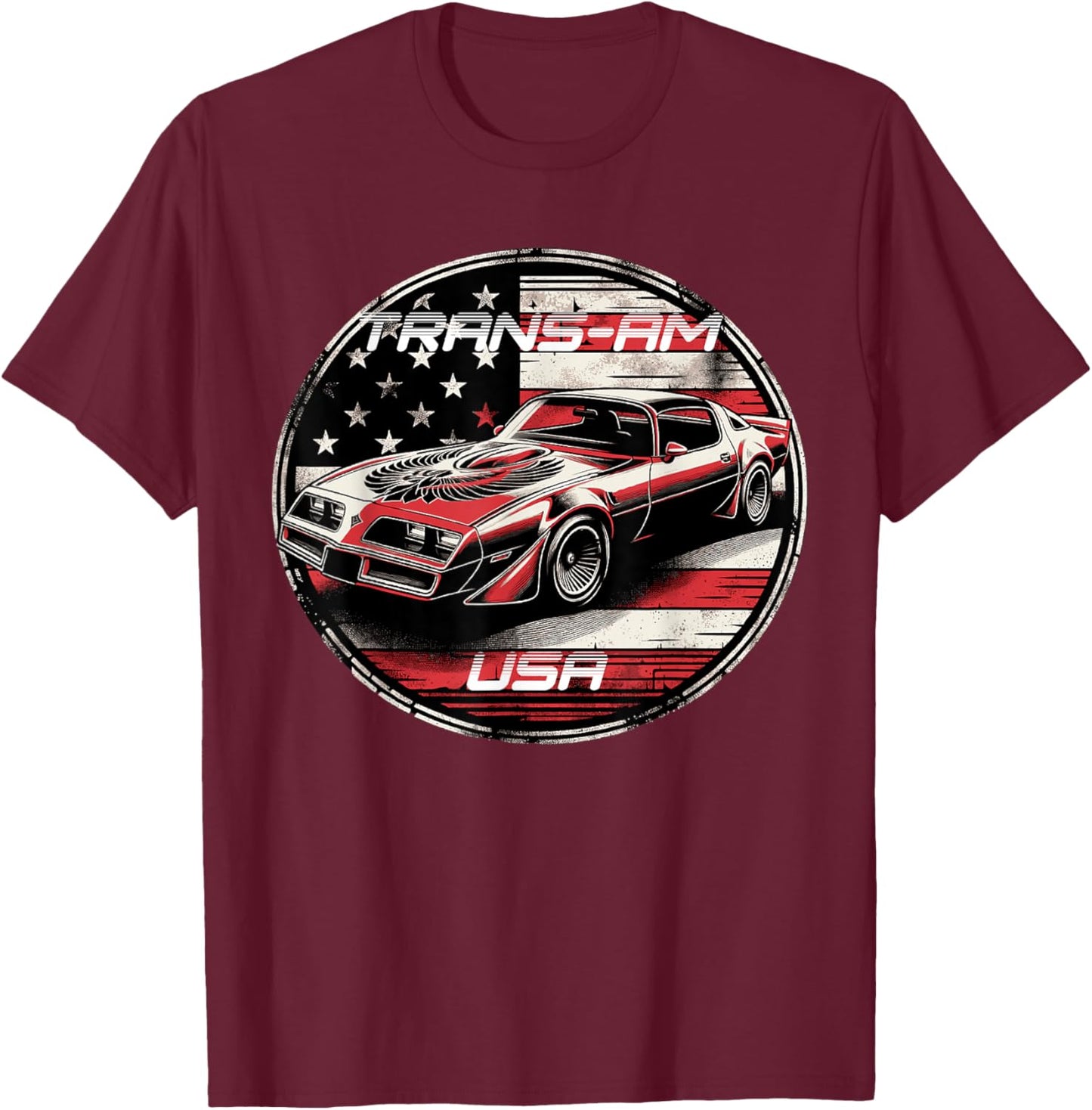 Trans Am Muscle Car American Muscle Trans Am Nation USA Flag T-Shirt - T-Shirt | Maroon