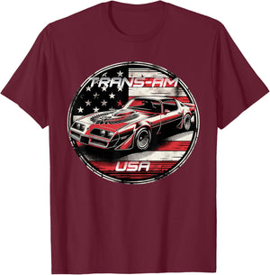 Trans Am Muscle Car American Muscle Trans Am Nation USA Flag T-Shirt - T-Shirt | Maroon