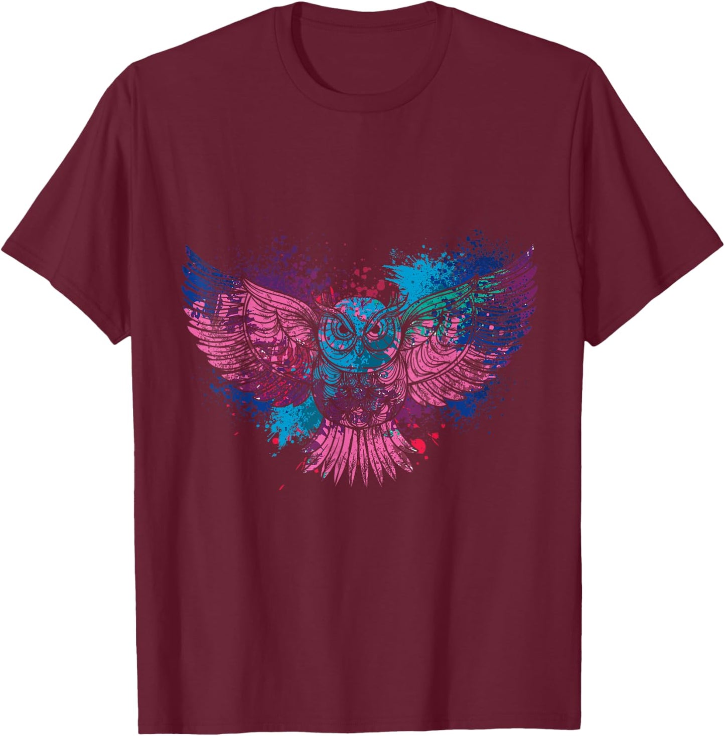 Forest Birds Gift Animal Lover Owl T-Shirt - T-Shirt | Maroon