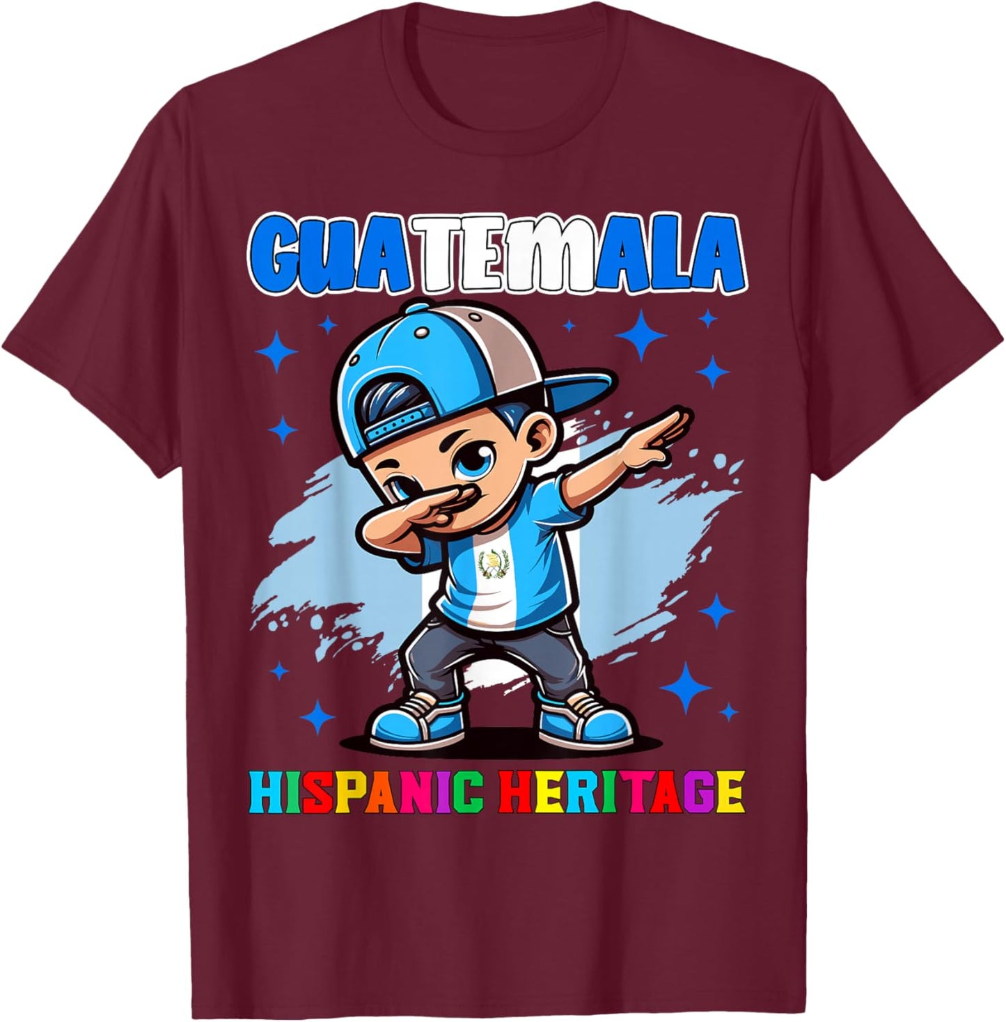 Guatemala Dabbing Kid Hispanic Heritage Celebration for Kids T-Shirt - T-Shirt | Maroon