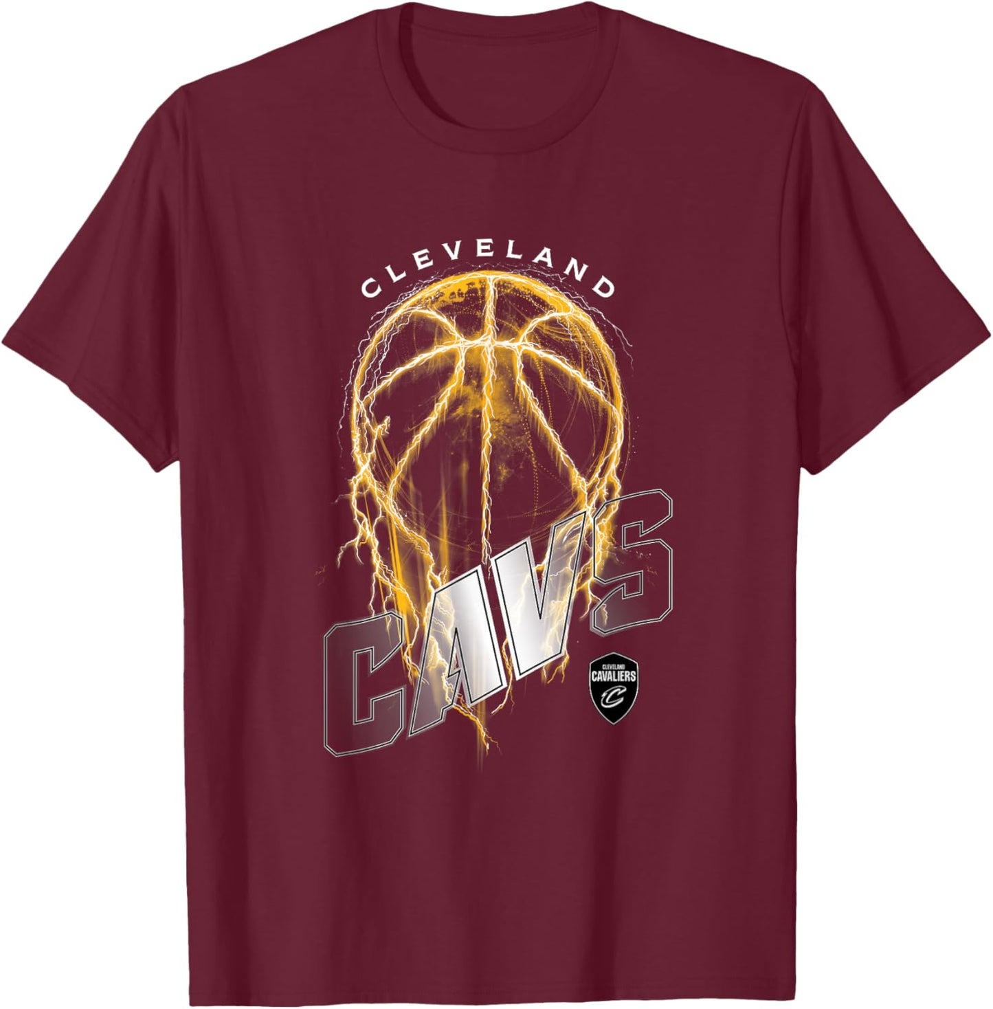 NBA Cleveland Cavaliers Lightning Bolt Basketball Logo T-Shirt - T-Shirt | Maroon