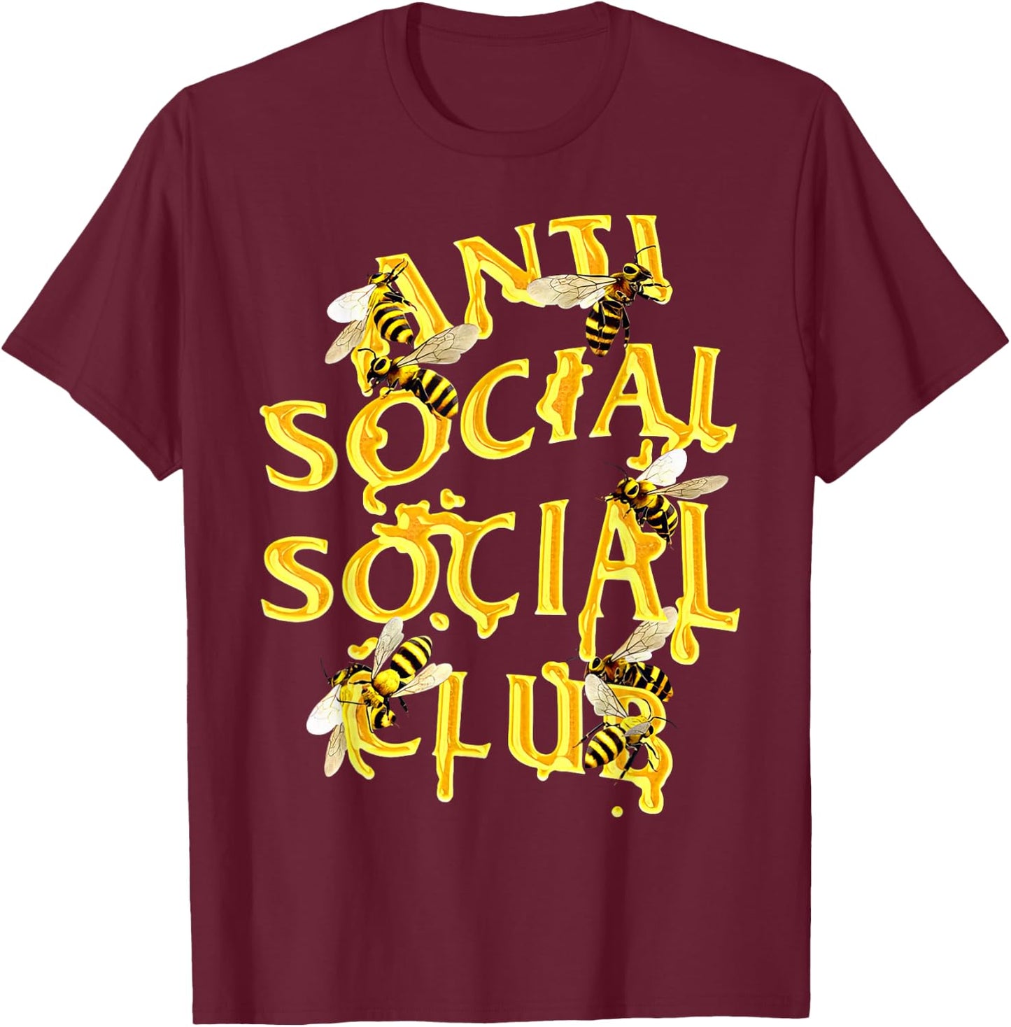 Retro Anti Social Club Bees Funny Introvert Women Men T-Shirt - T-Shirt | Maroon