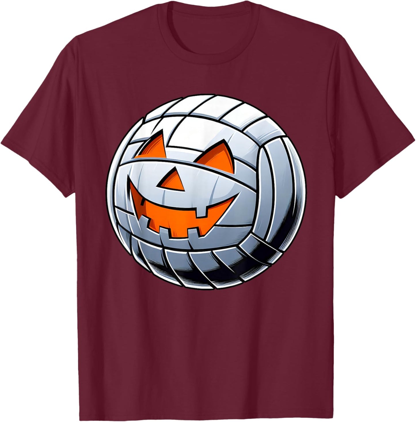 Halloween Jack O Lantern Volleyball Player Coach Pitcher Boy T-Shirt - T-Shirt | Maroon