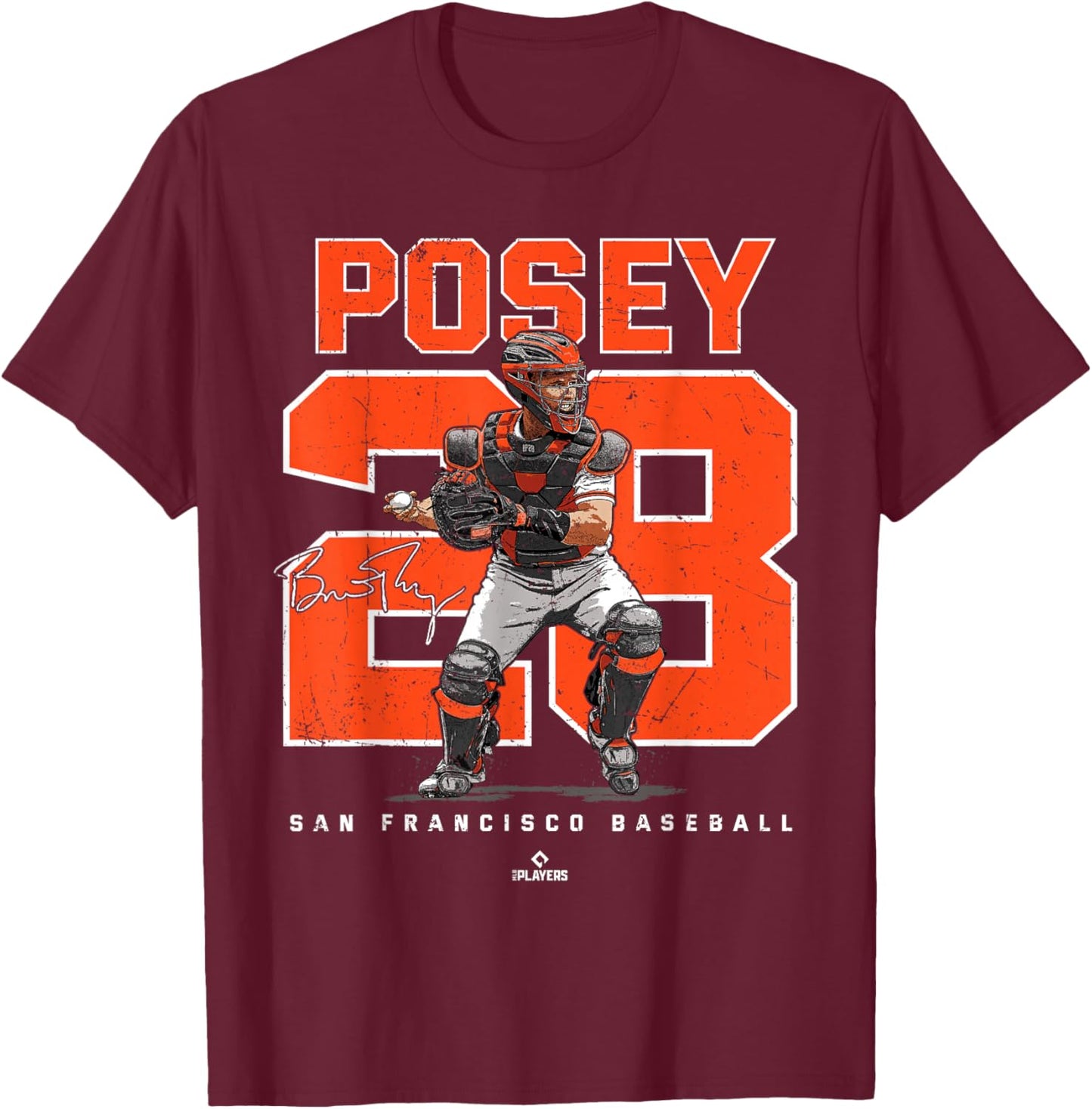 Number and Portrait Buster Posey San Francisco MLBPA T-Shirt - T-Shirt | Maroon