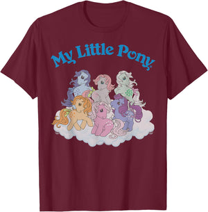 My Little Pony Original First Generation Pony Group Shot Small T-Shirt - T-Shirt | Maroon