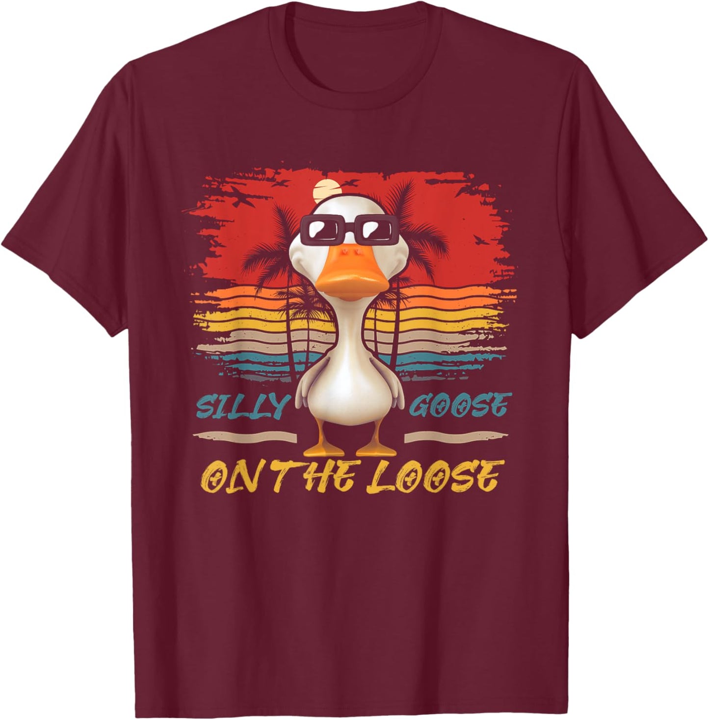 Silly-Goose On The-Loose Vintage Duck Lover Beach Vacation T-Shirt - T-Shirt | Maroon