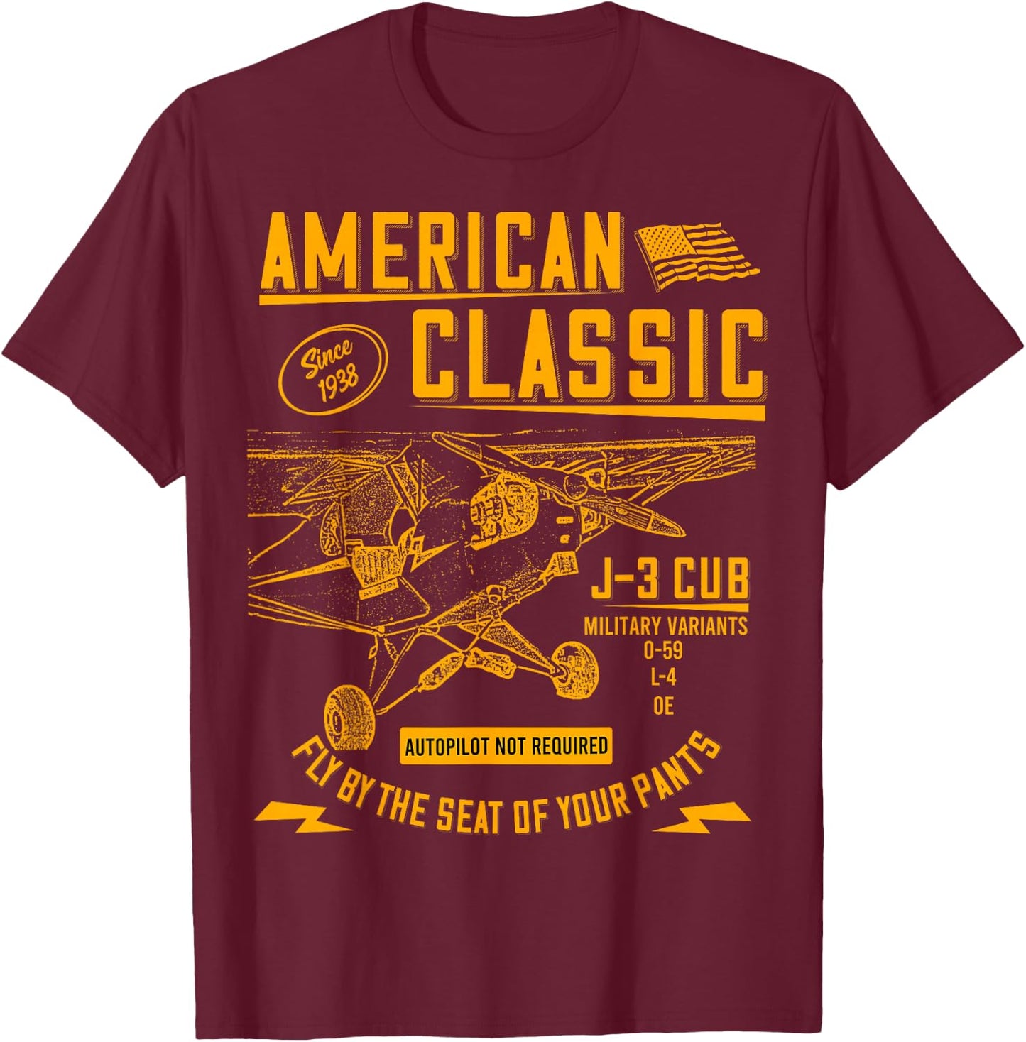 Piper Cub Airplane An American Classic T-Shirt - T-Shirt | Maroon