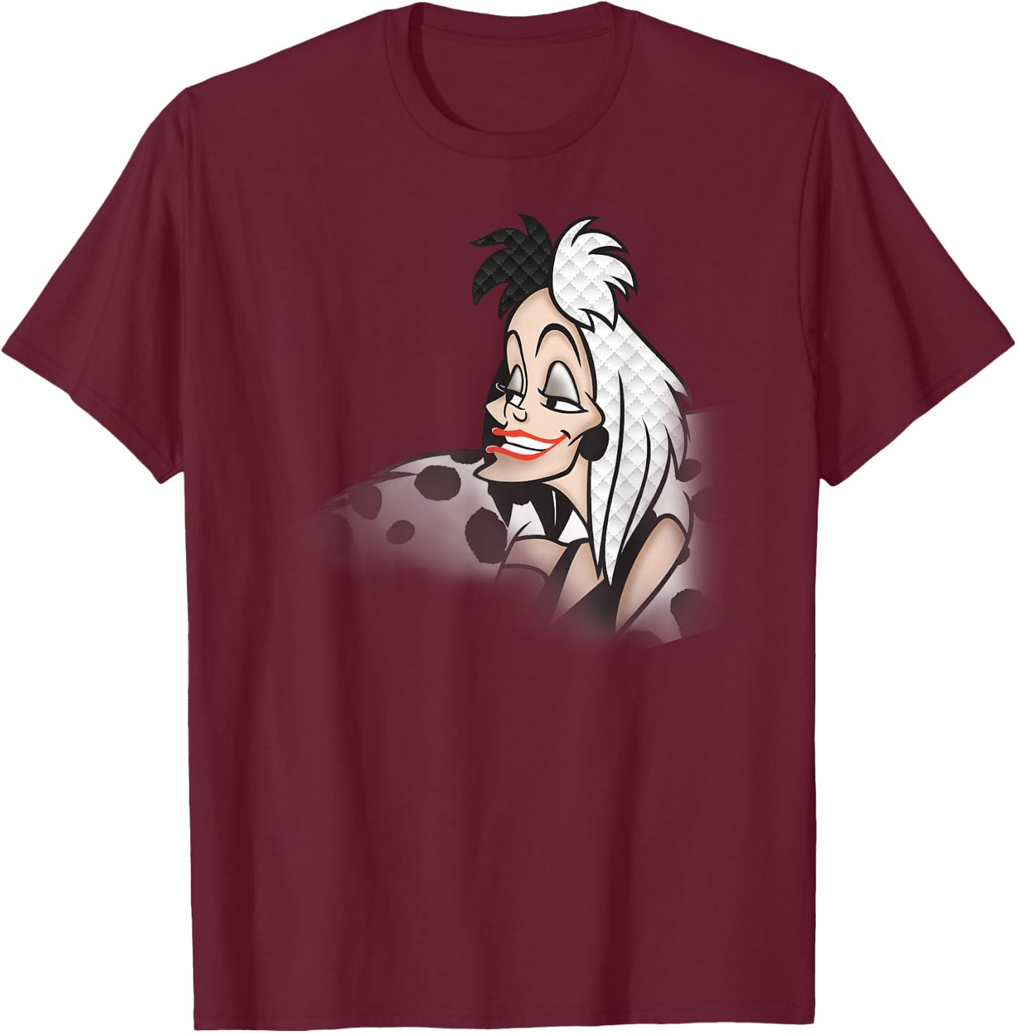 101 Dalmatians - Evil Cruella T-Shirt - T-Shirt | Maroon