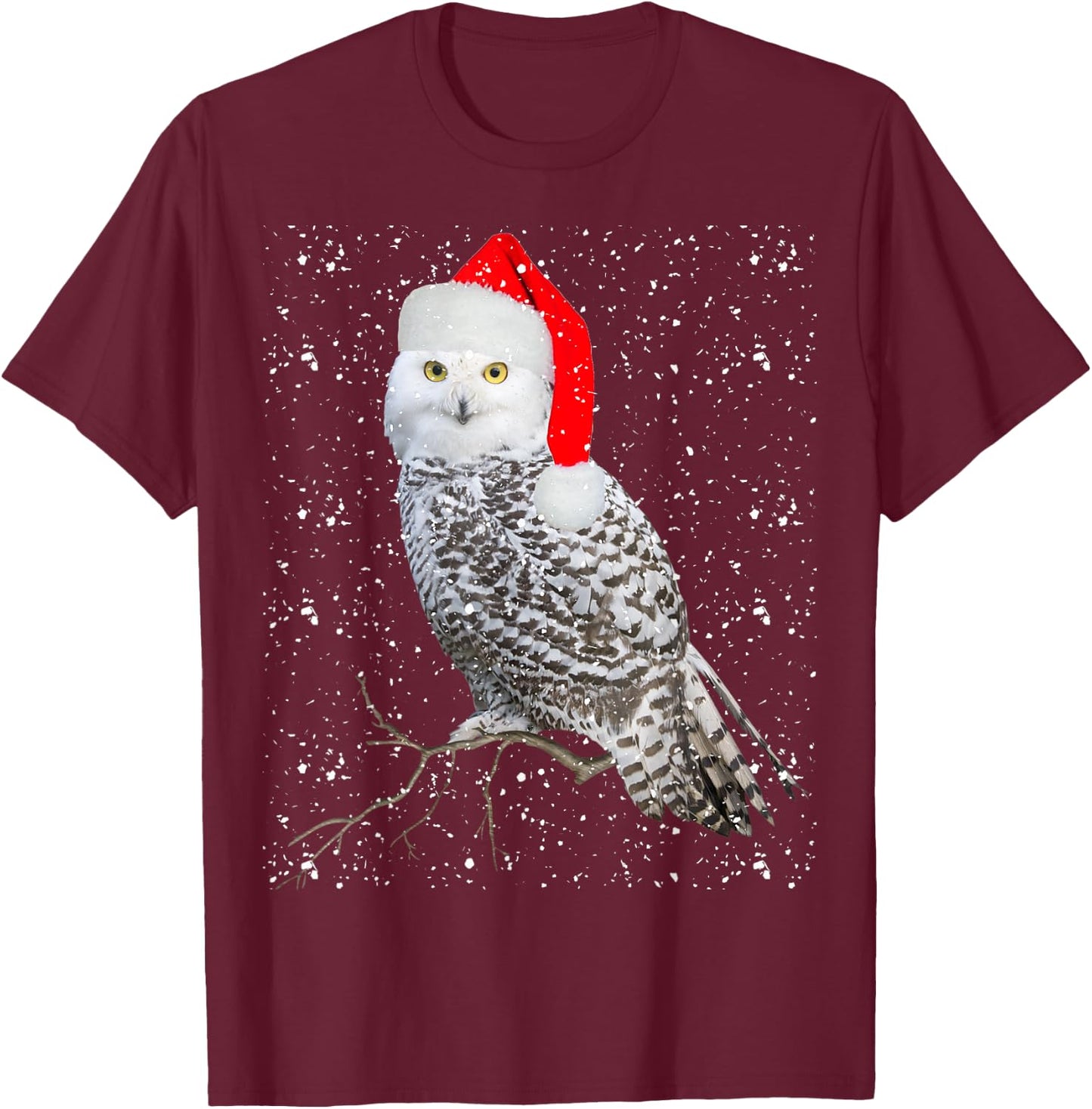 Christmas Snow Owl T-Shirt - T-Shirt | Maroon