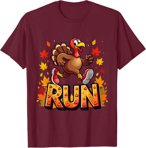Running Turkey Trot Thanksgiving 2024 For Boys Girls Kids T-Shirt - T-Shirt | Maroon